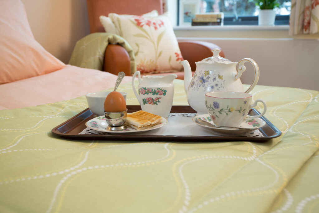 Tea tray in bedroom