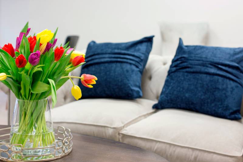 Sofa and flowers